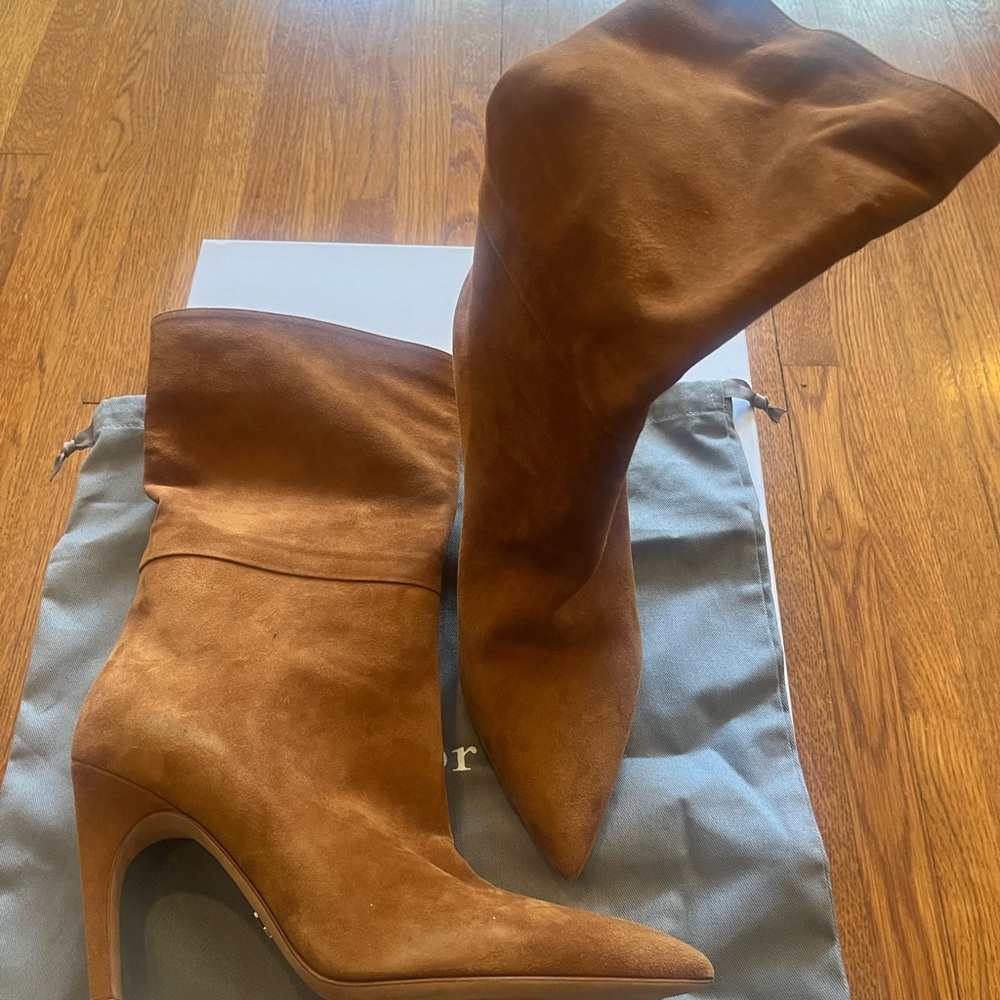 DIOR camel brown suede booties size 7.5 new with box - Picture 3 of 6